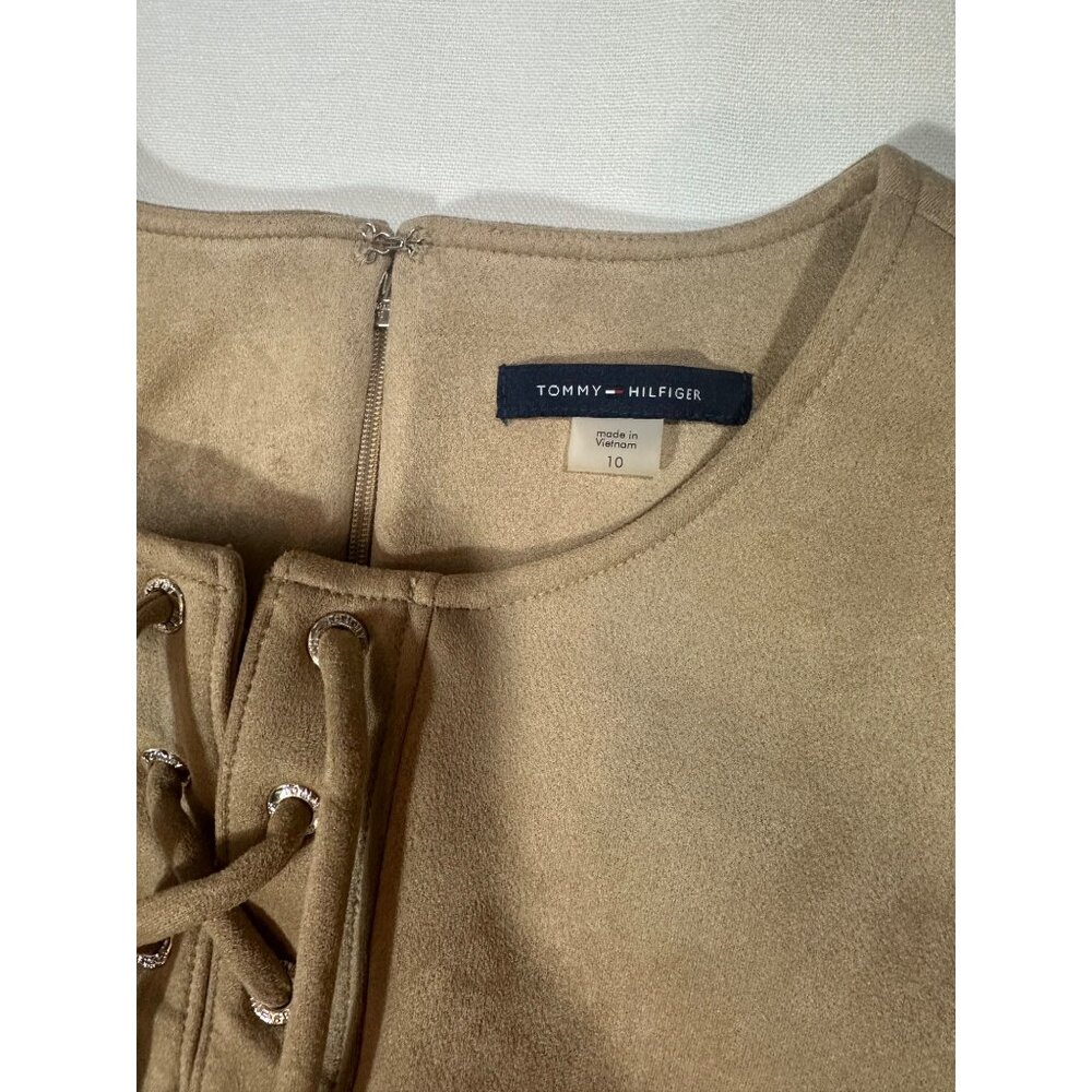 Tommy Hilfiger Women's Faux Suede Short Sleeve Jewel Neck Mini Shift Dress S -10 - Picture 5 of 10